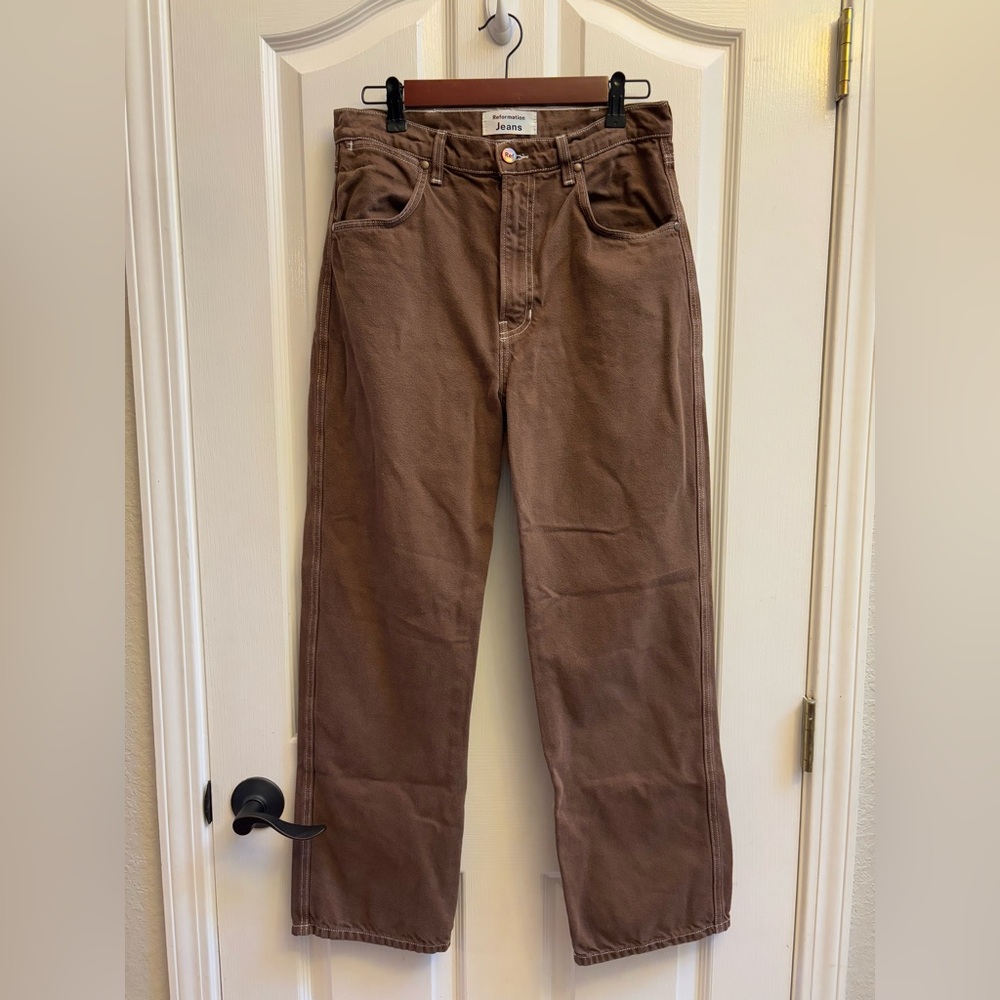 Reformation Cowboy High Rise Straight Jeans choco brown sz 29 ,sold out online.